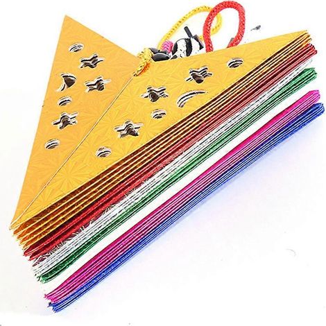 Cinq suspensions de 30 cm en papier glacé bleu en forme d'étoile, idéales pour les mariages, les fêtes de Noël et la décoration intérieure. (1/2)