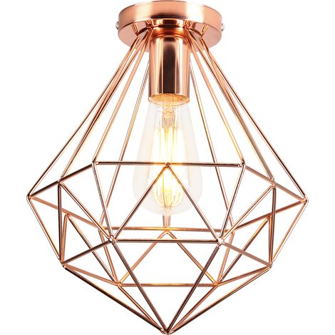 Plafonnier Contemporain forme Diamant 26cm en Métal Luminaire E27 Or rose (1/5)