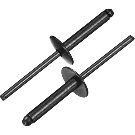 50 Pièces Rivets Aveugles En Aluminium 4.8 x 25 mm, Prise En Aluminium Et Mandrin En Acier, Rivets À Grande Bride pour Réparation Automobile, Meuble, Bricolage, Noir (1/5)