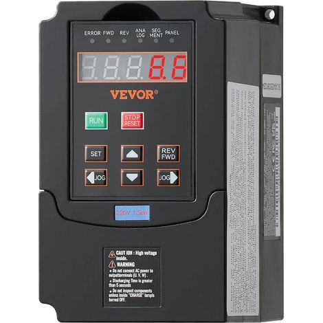 VEVOR Variateur de fréquence, 1,5 kW, entraînement à fréquence variable, 7,5 A, entrée monophasée ou triphasée 40-60 Hz vers sortie triphasée 0-400 Hz VFD pour moteur de broche CNC contrôle de vitesse (1/5)
