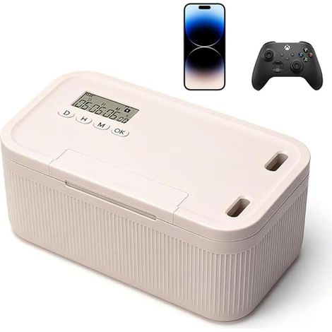 Handy-Tresor mit Zeitschaltuhr, 24 x 13 x 9,6 cm, Zeitschaltuhr mit 2 Betriebsmodi, sicherer Tresor mit Zeitschaltuhr, tragbare Handy-Box mit Timer, abschließbare Box für Medikamente, Snacks, Alkohol (1/5)