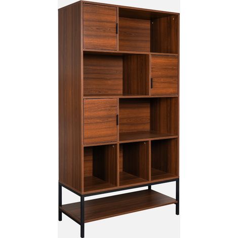 Libreria effetto legno tinto noce, 9 scomparti (1/5)