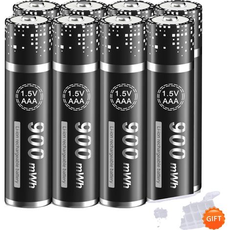 Batterie lithium-ion, capacité de 900mWh, chargeur intelligent inclus, 8 piles AAA (1/2)