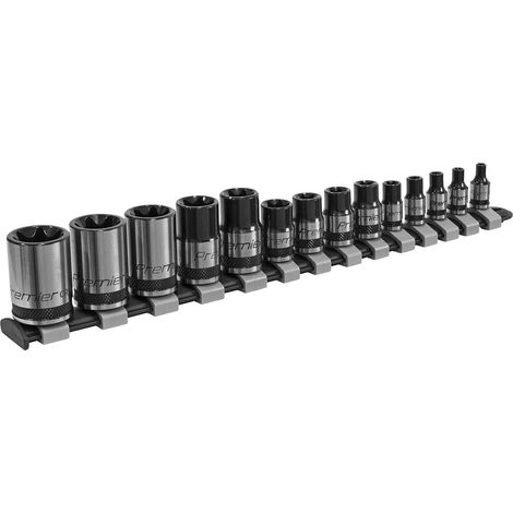 Sealey Premier Black TRX-Star Socket Set 1/4"", 3/8"" & 1/2""Sq Drive E4-E24 14pc AK618B
