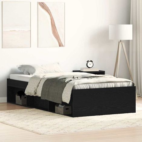 Estructura de cama sin colchón roble negro 100x200 cm vidaXL (1/5)