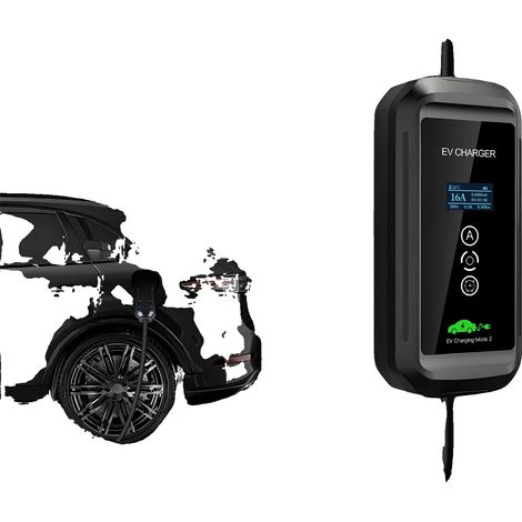 Chargeur EV Portable, Courant Ajustable, Longueur de 5M, noir, Type2 (1/2)