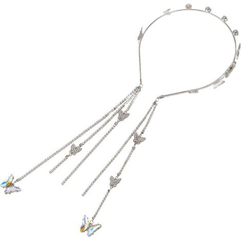 Diadema de boda con mariposas de platino: elegante y con cristales brillantes, incluye una bolsa para guardarla, ideal para mujeres. (1/5)
