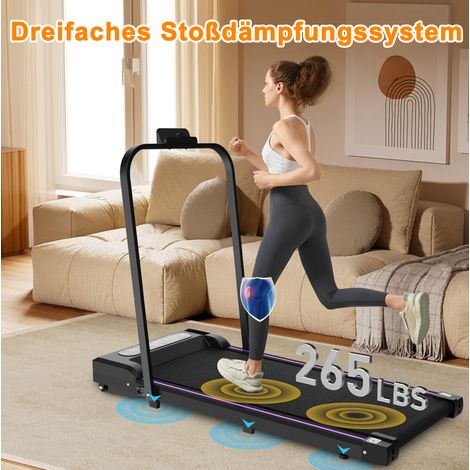Tapis roulant pieghevole 1-8 km/h, walking pad da scrivania, motore 2,5 PS, nero OKMYHOME (1/5)