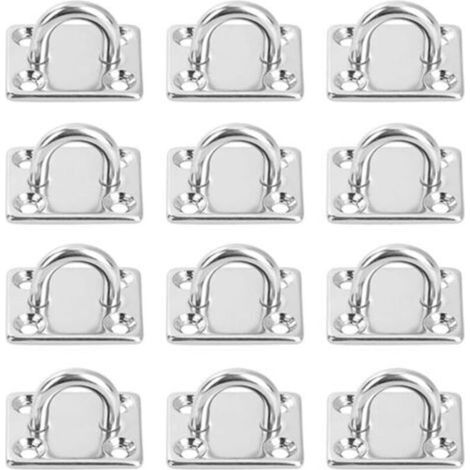 12 Pièces Platine Oeil INOX M5 Platine Ancrage INOX 304 Crochet Oeillet Plaque a Oeillet Carré Crochets de Plafond Support Anneau Mural pour Accrocher des Objets Crochets de Fixation