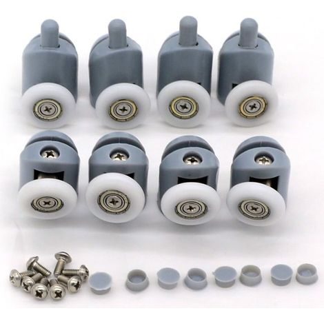 Set of 8 shower cubicle rollers (20–27 mm), grey (1/5)