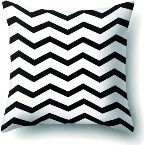 Housse de Coussin - - Motif Irrégulier - Noir et Blanc - 45x45cm (1/4)