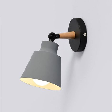 Applique murale en métal orientable, petite applique murale E27 pour chambre, bureau ou salle de bain, ampoule non incluse, gris (1/3)