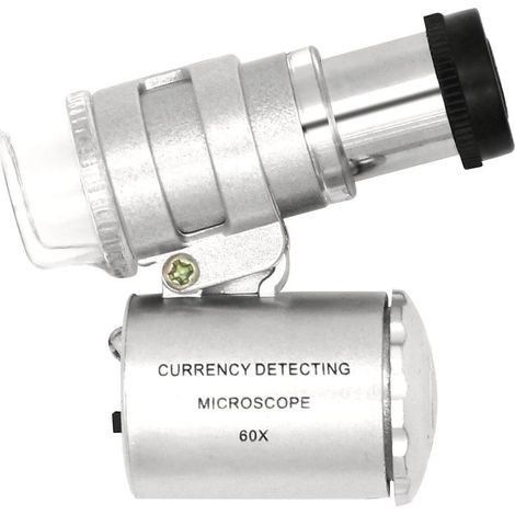 Mini loupe réglable de loupe de microscope de poche LED 60X avec loupe avec détection de devise (1/5)