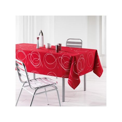 Nappe rectangle 150 x 300 cm polyester imprimé metallisé Bully Rouge (1/3)