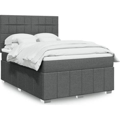 Boxspringbett mit Matratze Dunkelgrau 140x190 cm Stoff