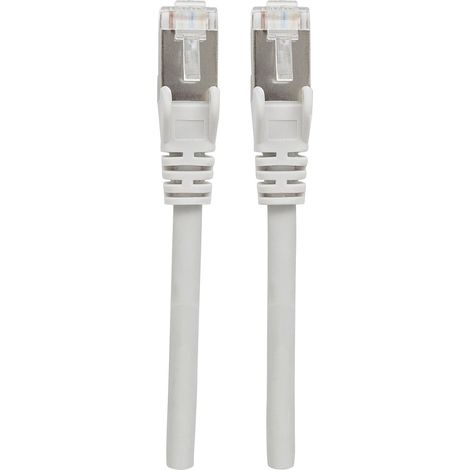 Intellinet 740869 RJ45 Patchkabel CAT 6a S/FTP 3.00 m Grau Folienschirm, Geflechtschirm, Geschirmt, (1/2)