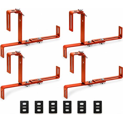 Support Jardinière Balcon Réglable – Lot de 4 – Support Pot Balcon – Accroche Jardinière pour Rambarde – Support Balconnière Renforçable – Terracotta (1/5)