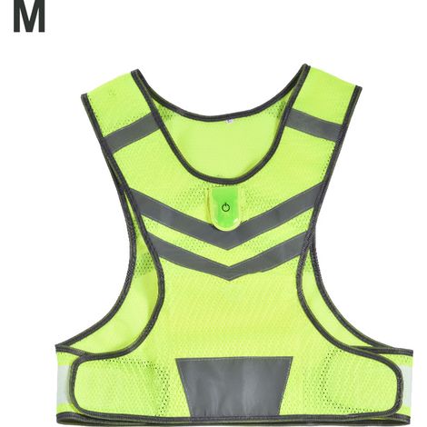 Gilet de sécurité pour la course de nuit en extérieur, avec LED jaune fluorescente réfléchissante (M) (1/5)