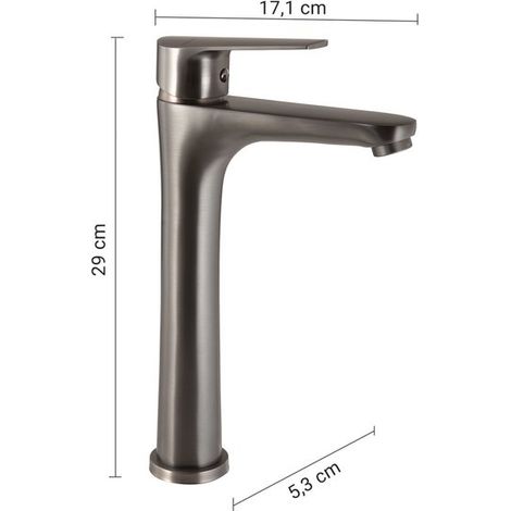 Grifo alto para lavabo gun metal 29 x 5,3 x 17,1 cm (1/2)