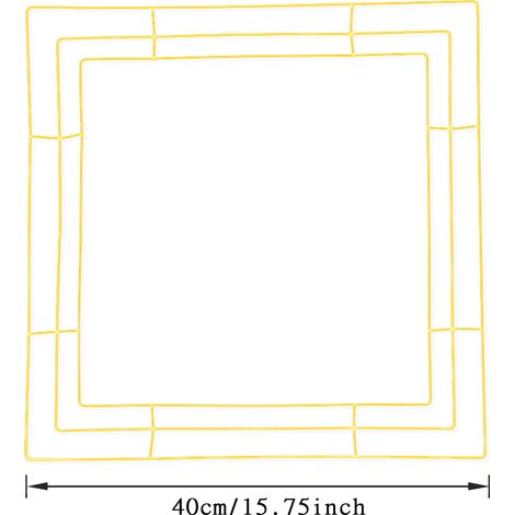 Quadratischer Eisenring, goldener Kranzdekorrahmen für Haustür, Veranda, Fenster, 40 cm (1/5)