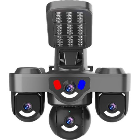 Caméra de surveillance solaire V380 AOV extérieure WiFi, triple objectif PTZ, dôme 4 pouces, zoom 3,6x, vision nocturne infrarouge 25 m, audio bidirectionnel, alarme, étanchéité IP66, batterie intégré (1/4)