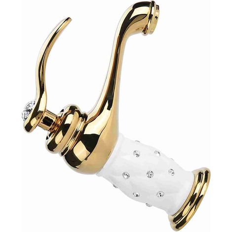 Robinet mélangeur en laiton massif pour eau chaude/froide avec ornements pour lavabo (doré) (1/5)