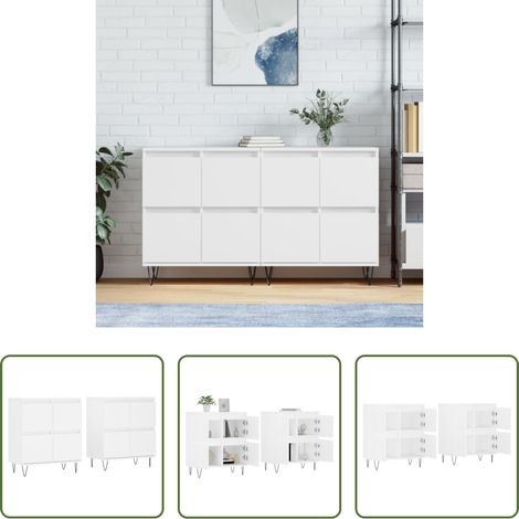 vidaXL Buffet mural - Buffets 2 pcs blanc bois d'ingénierie (1/5)
