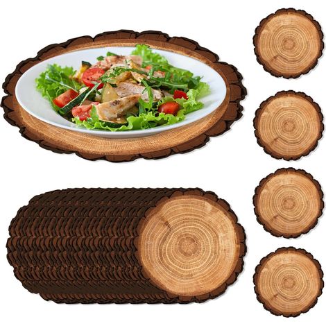 Lot de 30 sets de table jetables en grain de bois, marron rustique, décoratifs, pour fête d'anniversaire, décoration de table'Parent'-'- (1/5)