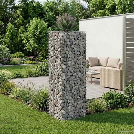 Gabionen Hochbeet Silber 50 x 50 x 150 cm Verzinkter Stahl