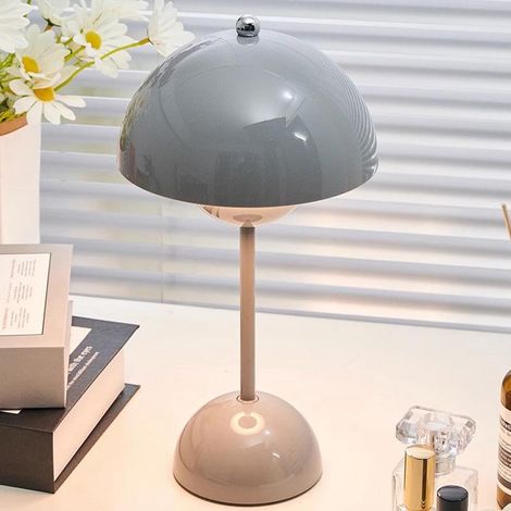 Lampe de table gris moyen moderne, LED champignon, rétro (1/5)