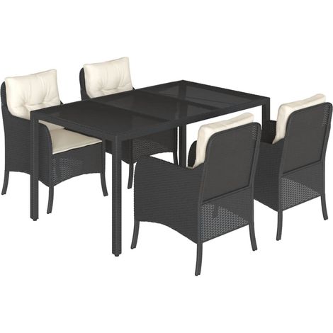 Maison Exclusive - 5-tlg. Garten-Essgruppe mit Kissen Schwarz Pol (1/5)
