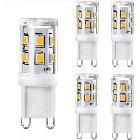 Packung mit 5 G9-LEDs, 2 W, 20 W G9-Halogenäquivalent, 200 lm warmweiß 3000 K, G9-LED-Lampe, CRI 80, 360-Grad-Winkel, AC 220–240 V, nicht dimmbar (1/5)