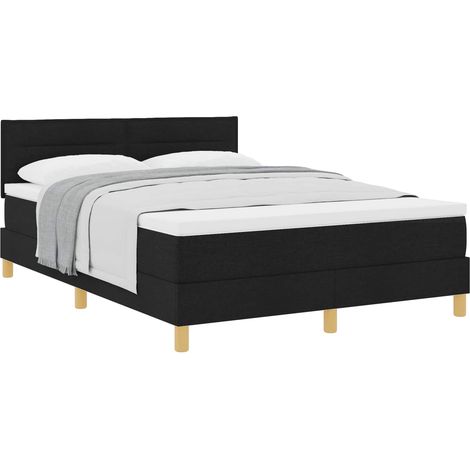 Maison Exclusive - Lit à ressorts avec coussin Noir 140 x 200 cm tissu (1/5)