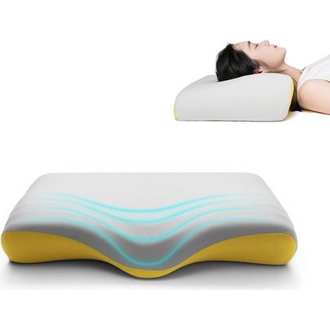 Almohada ortopédica ergonómica de espuma viscoelástica para cama: soporte ultrasuave para aliviar el dolor de cuello y hombros en todas las posiciones al dormir. (1/5)