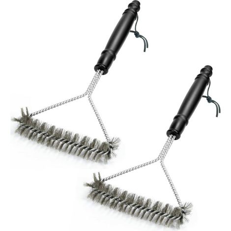 royaluxe - Brosse barbecue de nettoyage de 2 pièces en acier inoxydable triangulaire pour grille de nettoyage BBQ, accessoires de nettoyage pour barbecue, brosse pour barbecue Accessoires