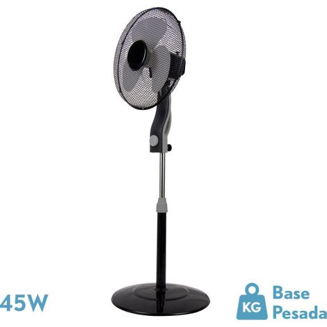 Ventilatore da Piantana Magic Nero/Grigio 3 Velocità 45W 3 Pale Orientabili Fisse e Girevoli Regx41x41 Cm