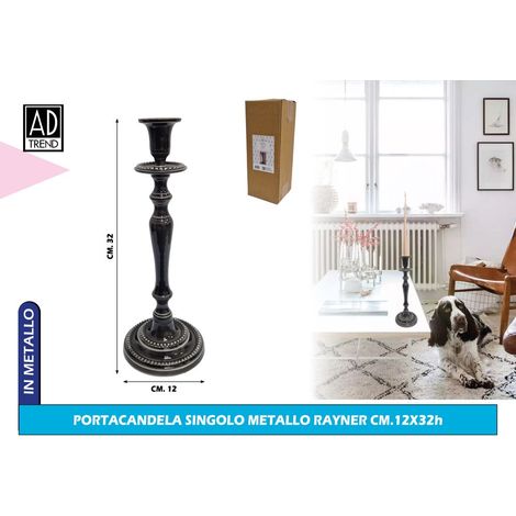 Candeliere Portacandela in metallo rayner 1 fiamma 32 x 12 cm