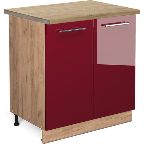 Mobile lavello cucina Fame-Line, Bordeaux lucido, 80 cm , PL Rovere, Vicco