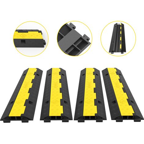Vevor – Rampe de protection câble lot de 4 – 2 canaux – Caoutchouc PVC – Capacité 4989 kg – Dimensions 101x24,5x5 cm – Pour parkings et événements