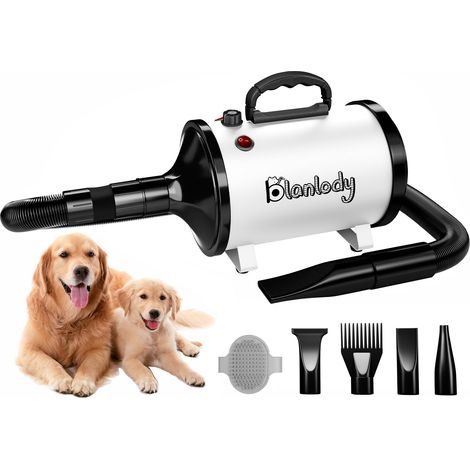 Pulseur pour Chien Blower - Très Silencieux - 4,5 CV / 3200 W - Moteur réglable - Souffleur de Soins pour Chien avec 4 Buses différentes - Tuyau élastique et Brosse d'entretien (1/5)