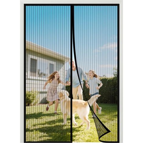Mosquitera magnética, 110 x 220 cm, 3 imanes reforzados, a prueba de insectos, apta para niños y mascotas, fácil instalación, para puertas correderas, 1 unidad, gris. (1/5)