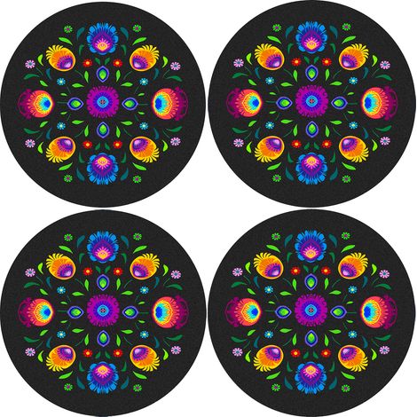 Juego de 4 manteles individuales redondos 4D de 33 cm - Oberek  Fieltro ecológico, impresión HD, lavable a 40 °C, Bertoni (1/5)