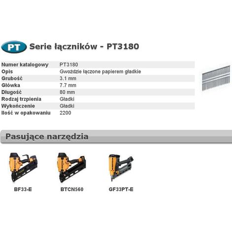 Bostitch gwoździe pt 33` 3,1 x 80mm 2200 szt.