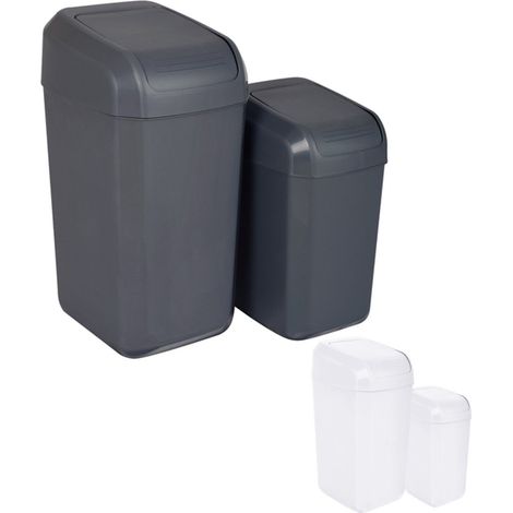Papelera con Tapa Basculante - Cubo basura Antracita para Cocinas, Baños y Despachos - Contenedor de Residuos (1/5)