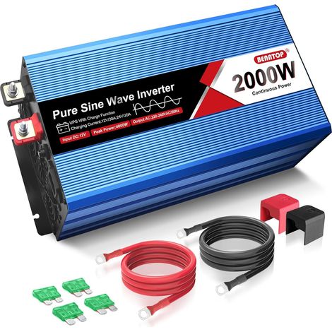 2000W/4000W Convertisseur 12v 220v Pur Sinus Onduleur  Inverter avec Priorité Secteur ,Chargeur Intégré 30A, Affichage LCD,1 Port USB pour Voiture,Caravane,Bateau,Camping (1/5)