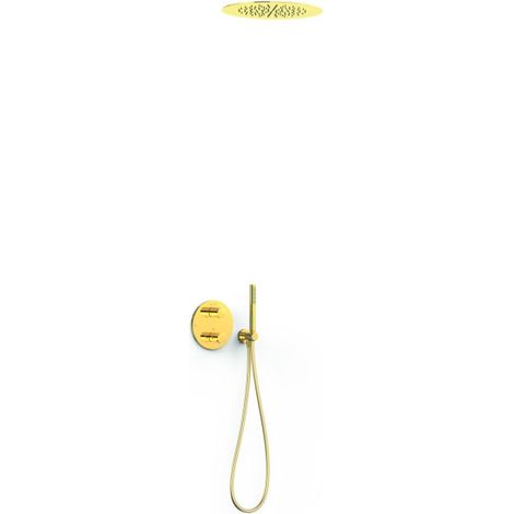 Kit robinet thermostatique encastré 2 voies pour douche Therm-box Or 24K - TRES 26235005OR