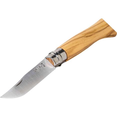 Couteau pliant Opinel n°08 bois d'olivier verrouillage Virobloc (1/3)