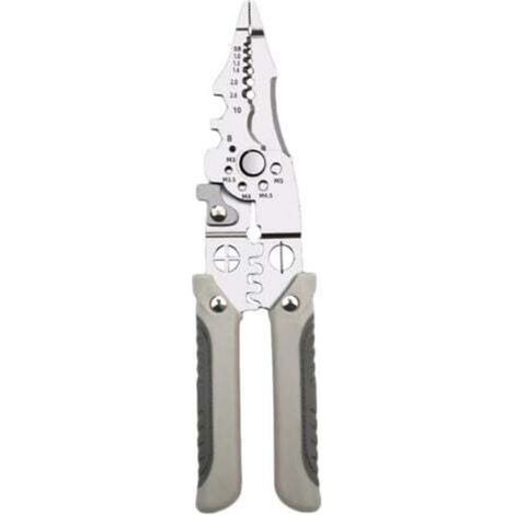 Pince à dénuder multifonction - Outil électrique en acier inoxydable (21.7cm) pour couper, sertir et fendre avec enrouleur de fil. (1/4)