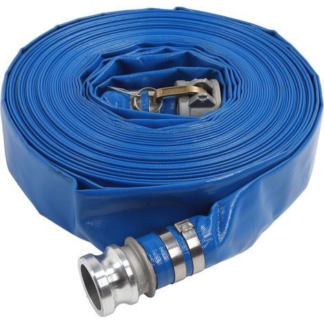 Rosvola Tuyau de pompe de refoulement plat Ø 51 mm (2'') bleu Longueur 30 mètres avec connexion (1/5)