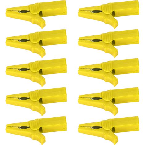 10PCS Pinces de sécurité pour batterie 4mm Banane Jack Laiton arrière nickelé protection complète pour bateaux camping-cars camions Jaune (1/5)